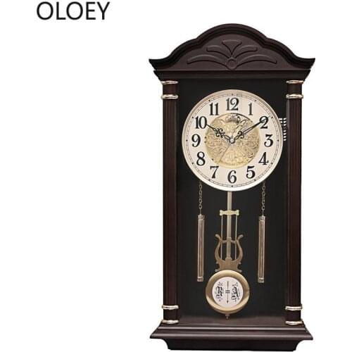 Vintage Large Wall Clock Retro Pendulum Clock Living Room Bedroom Creative Home Decor 3d Wood Wall Clocks Reloj De Pared Decor