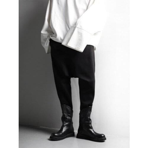 Mens Casual slacks Japanese classic dark wide leg pants Mens casual large size calf Harlan pants