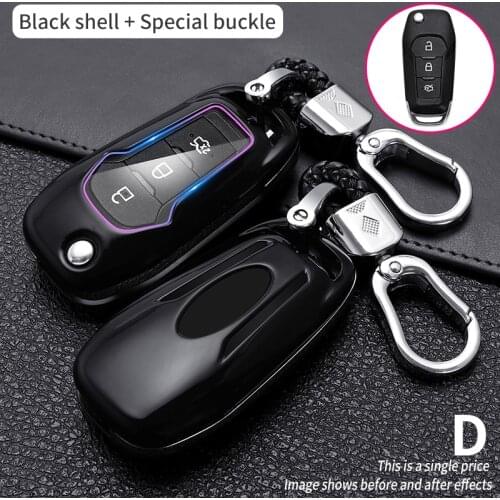 Carbon Fiber Car Smart Key Cover Case Fob For Ford Fusion Fiesta Escort Mondeo Everest Ranger 3 Buttons Folding Protect Shell