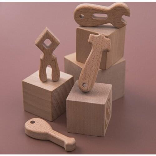 Wooden Tool Rattle Toy Wood Wrench Stick Hammer Pliers Teether Baby Teether Rodent Baby Gym Newborn Educational Toys