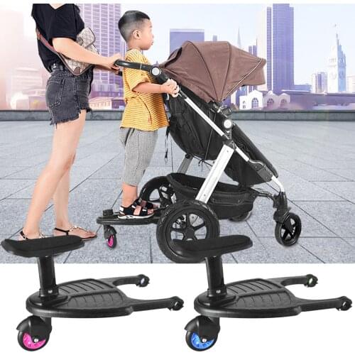 Stroller Auxiliary Pedal Wheeled Board Stroller Ride on Board with Detachable Seat for 3-7 Years Kids