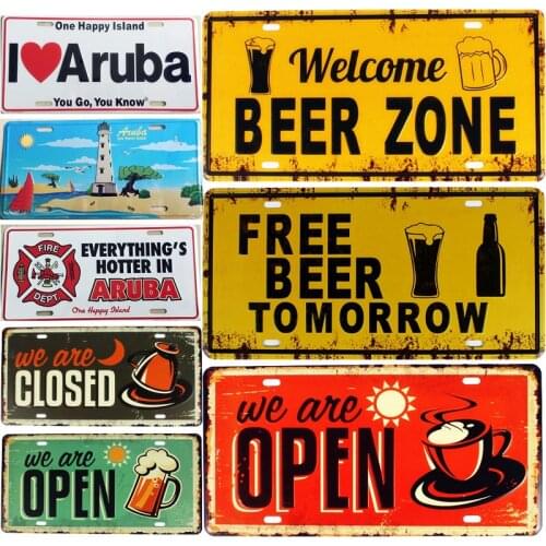 WELCOME BEER ZONE Vintage Metal Tin Signs Car Bar Garage Cafe Decor Wall Painting Art Poster Iron Billboard Plates Plaque N179