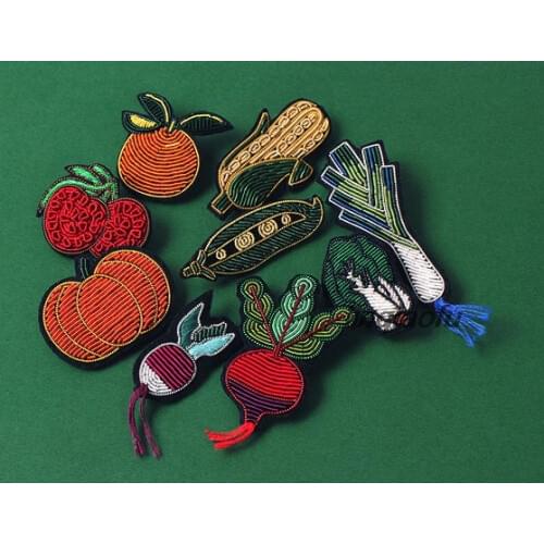 Indian silk hand embroidery badge High-grade vegetable and fruit plant clothes anti-light brooch