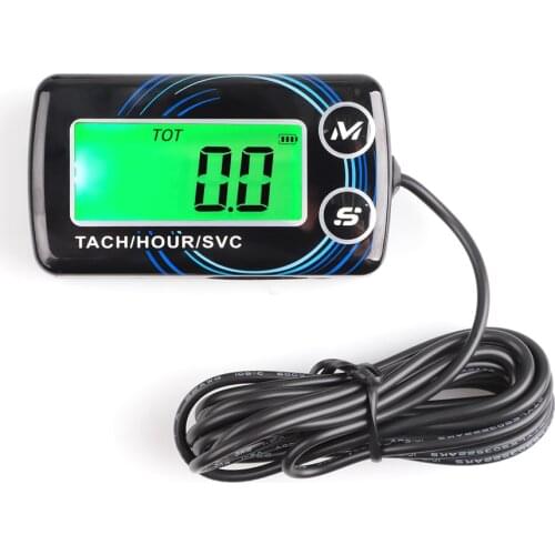 Inductive Tachometer Gauge Alert RPM Engine Hour Meter Backlit Resettable Tacho Hour Meters for Motorcycle ATV Lawn Mower