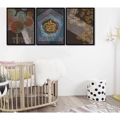 3 Pcs Golden Coffee Beans Canvas Painting Modern Home Decoration Living Room Bedroom Canvas Print Painting Wall Decor Picture