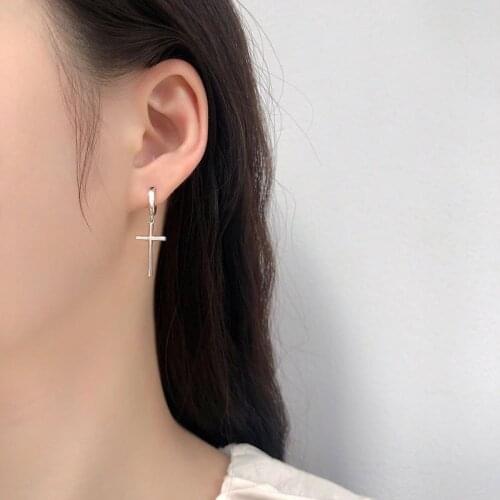 925 sterling silver earring star ear buckle classic short drop earring cross Conical section personality boy girl ear jewelry