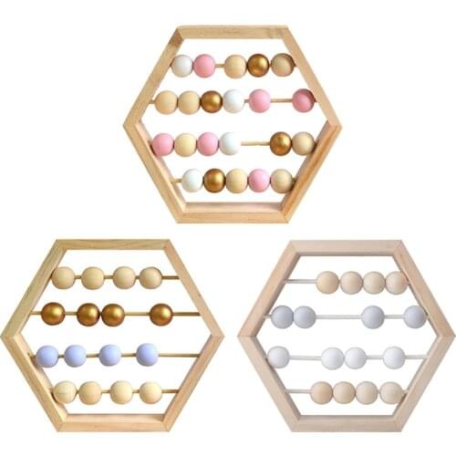 Creative Wooden Hexagon Abacus Beads Desktop Ornaments Wood Home Desk Craft Work Bedoom Decor Toys Living Room Decor Accessories