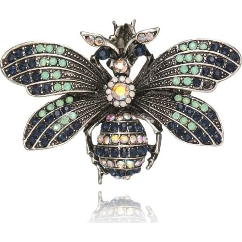 Fashionable vintage enamel metal diamond insect brooch High-end gifts for women Accessories decorated on the collar of the dress