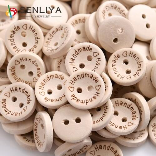 Fashion 30-100Pcs/Pack 2Holes Natural Color Wooden ButtonsHandmadeTags 10mm20mm25mm Suitable For Sewing Clothing Accessories