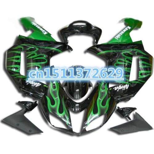 Motorcycle Fairing kit for KAWASAKI Ninja ZX6R 07 08 ZX 6R 636 2007 2008 ZX-6R green flames black Fairings set