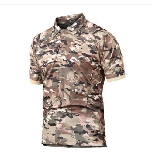 2021 Spring Autumn New Lapel T-Shirts Men Solid Color Short Sleeve Solid Color Buttons TshirtMale Camouflage Casual Men TShirts