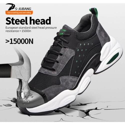 Mens Outdoor Breathable Mesh Steel Toe Anti Smashing Safety Shoes Mens Light Puncture Proof Comfortable Work Shoes Safety Boot
