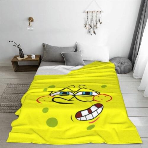 Wearable warm flannel Sponge Baby blanket Animes square pants blankets for Sofa Sherpa Fleece Bedspread Wrap