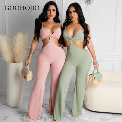 GOOHOJIO 2021 Spring Autumn New Casual Rompers Womens Backless Jumpsuit for Ladies Sexy Skinny High Waist One Piece Suit Women