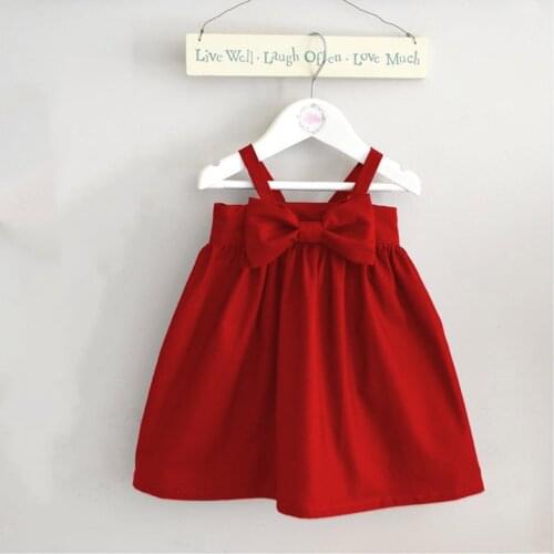 Newborn Baby Girls Princess Dress Bowknot Sleeveless Casual Dresses Red Mini Sundress Princess Dress 2021