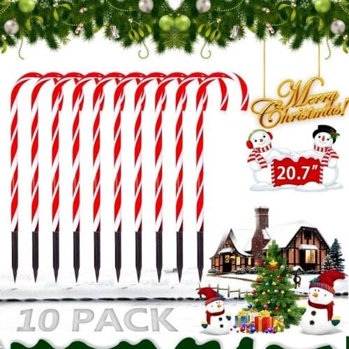 One for Ten Plug-in Cane Lights Warm White PS Material Christmas Candy Cane LED Lights Outdoor Garden Lawn Decorations