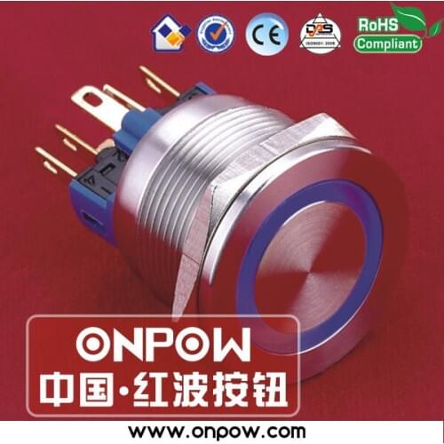 ONPOW 22mm flat momentary ring illuminated pushbutton switch GQ22PF-11E/B/12V/S