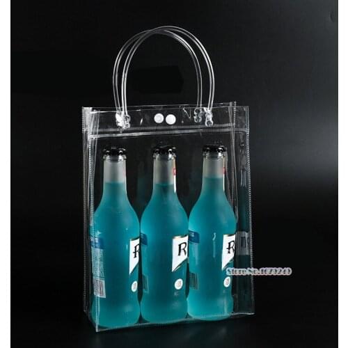 Wholesale 20x16x8cm Clear display clothing bags, Transparent gift plastic bags handle cosmetic bag pack