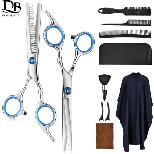 Hairdressing Scissors 10 Sets of Flat Scissors Teeth Scissors Thinning Hair Salon Children Home Hairdressing Tool Set