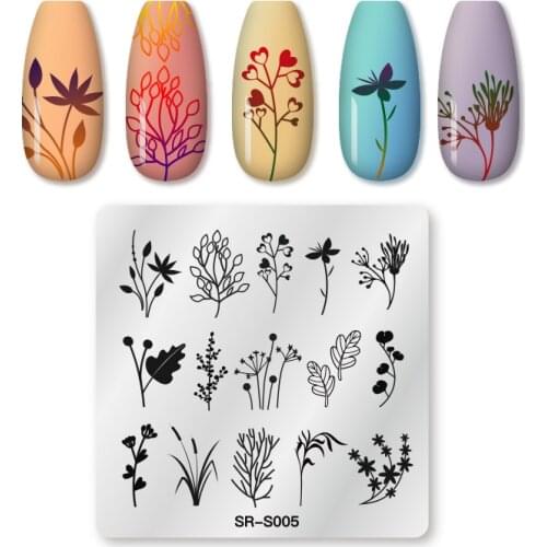 Striped Line Nail Stamping Plates Plants Leaves Pattern Nail Stamping Plates Nail Art Plate Stencil Stainless Steel Nail Design