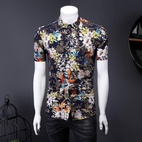 Plus Size 7XL 6XL 5XL Summer Holiday Style Floral Shirts Men Clothing 2021 Simple Elastic Slim Fit Casual Camisas De Hombre Sale