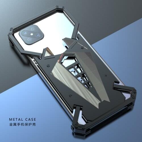 Luxury Shockproof Aluminum Metal Armor Ring Case For Oppo A92s Aluminium Bumper Case Metal Frame Cover