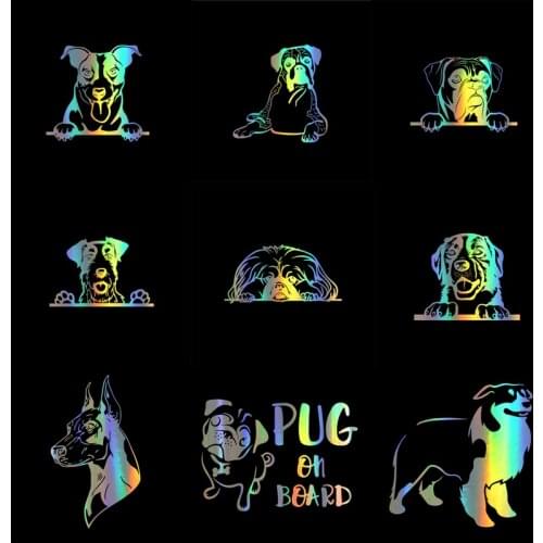 Car Cute Dogs Sticker Series Pug On Board Stickers For Car Styling Body Window Vinyl Stickers and Decals Decors Bumper Srticker