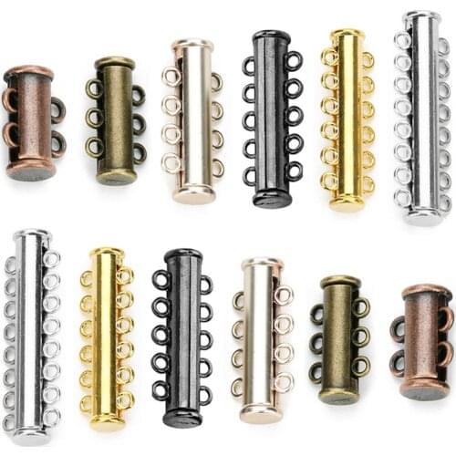 SAUVOO 5pcs 2/3/4/5/6/8 Rows Strong Magnetic Clasps Slide Tubes Lock For Layered Bracelet Necklaces Buckle Hook Jewelry Findings