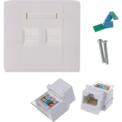 2 Ports RJ45 Network Wall Plate With Female to Female Connector