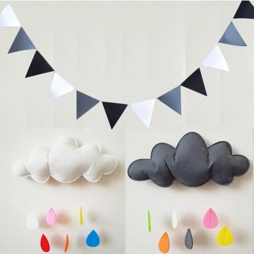 Kids Room Nursery Decoration Handmade Raining Clouds Water Drop Girls Bed Hanging Teepees Tent Toy For Children Baby Shower Flag