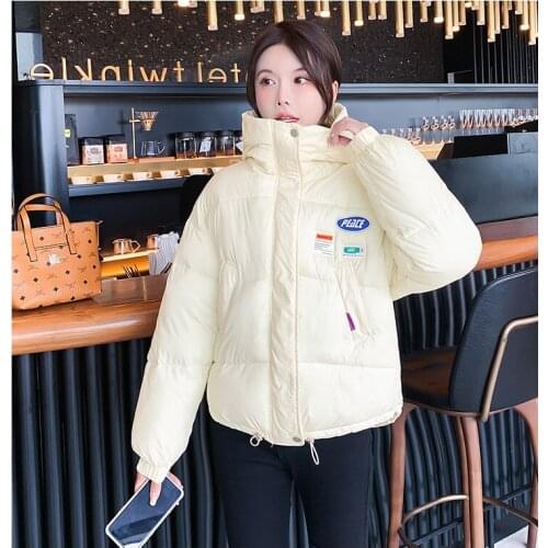 Autumn Winter Candy-Colored Womens Cotton-Padded Jacket Bright Color Printing Short Loose Womens Cotton-Padded Jacket