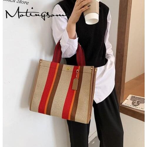 Causal Linen Knitting Women Tote Bag Knitting Woven Bag Large Shopper Bag Female Travel Handbag Luxury Brand Bag 2020 Trend New