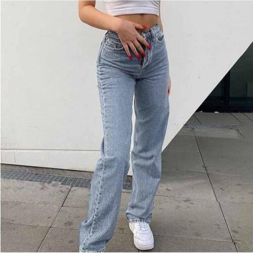 90S Aesthetic Harajuku Y2K WomenS Jeans High Waist Wide Leg Bottoms Vintage Blue Stacked Trousers For Girls 2021 Spring Autumn