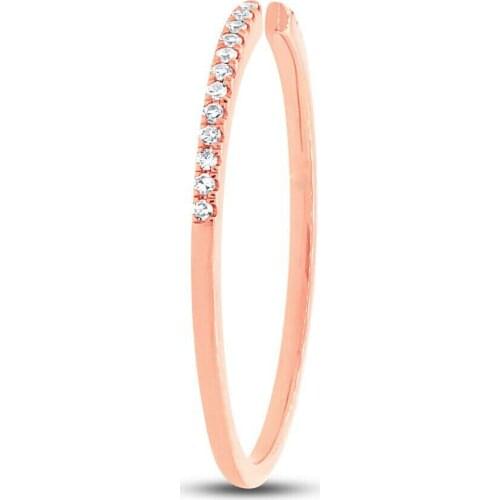 Womens 10K Rose Gold Dainty Thin Round Diamond Open Space Statement Ring Band