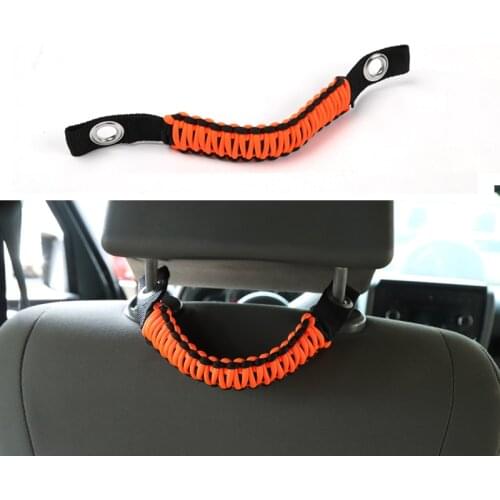 NHAUTP 1Pcs PVC Rope+Oxford Cloth Car Seat Headrest Grab Handle For Jeep Wrangler JK 2007-2017