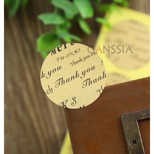 100pcs/lot Dia 3.5cm Hand made Thank You series Gift stickers Packing label Kraft paper seal sticker Bakery supplies (dd-1450)