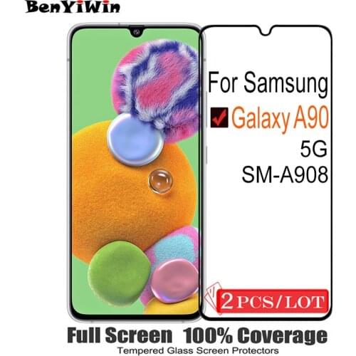 2PCS 100% Original Full Cover Screen Protector Tempered Glass For Samsung Galaxy A90 5G 9H On Protective Glass For SM A908 Film