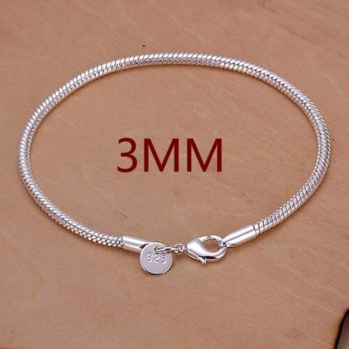 20pcs Wholesale 925 silver bracelet women 925 silver fashion jewelry 3MM Snake Bone Bracelet Free Shipping