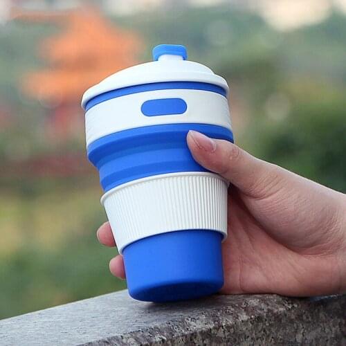 350ml Coffee Cup Folding Silicone Water Cup Portable Silicone Telescopic Drinking Collapsible Multi-function Travel Cup Tumblers