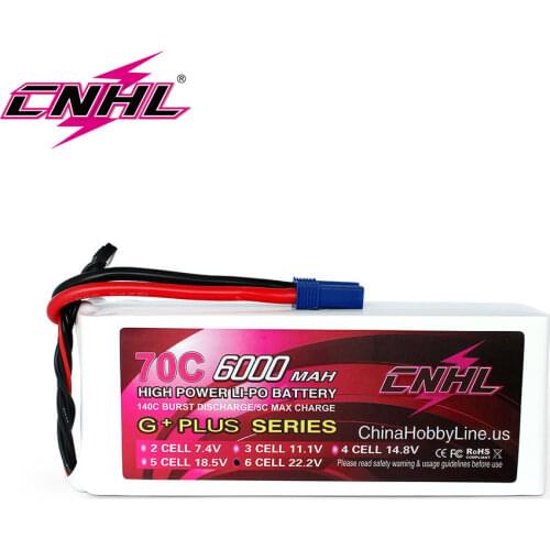 CNHL G+PLUS 6000mAh 22.2V 6S 70C Lipo Battery for Airplane Helicopter Jet Edf Speedrun With EC5 Plug