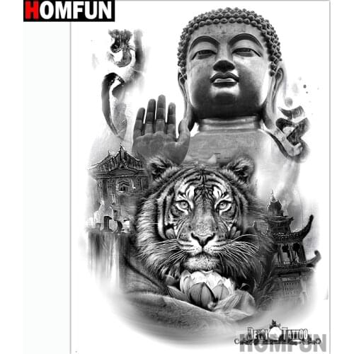 HOMFUN Diamond Embroidery DIY Diamond Painting Cross Stitch Kit "Buddha tiger" 5D Needlework Diamond Home Decoration A14213