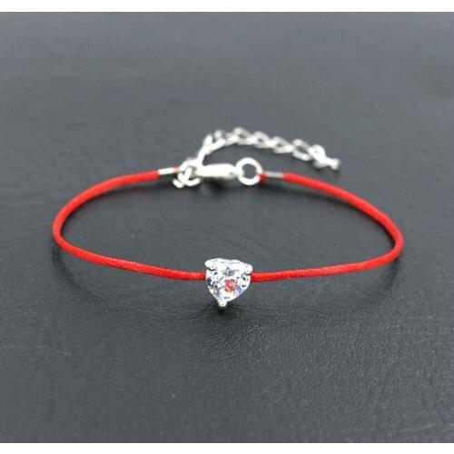 BPPCCR Crystal Rhinestone Love Heart Shape Charm Bracelet For Women Couples Red Rope Thread Lucky Braided Bracelets Girls Gifts