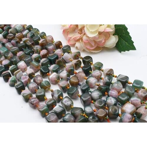 2strands/lot 16mm Natural Green stripe Irregular shape Agate stone beads For DIY Bracelet Necklace Jewelry Making Strand 15"