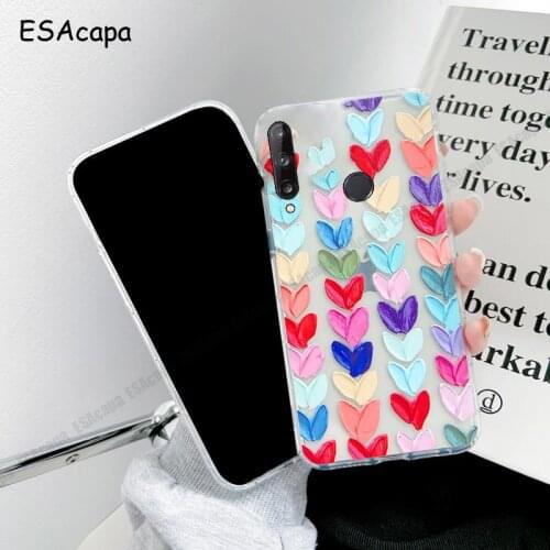 Love Heart Watercolor Graffiti Case For Huawei Nova 7 6 SE 5T 4E Transparent TPU Cover For Huawei P30 Lite Y9S Y7P Y9 Prme 2019