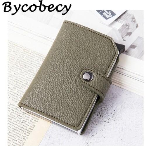 Business RFID Blocking Minimalist Wallet Anti-theft Credit Card Holder Metal Aluminum Pop-up ID Card Case Mini Wallet 2021