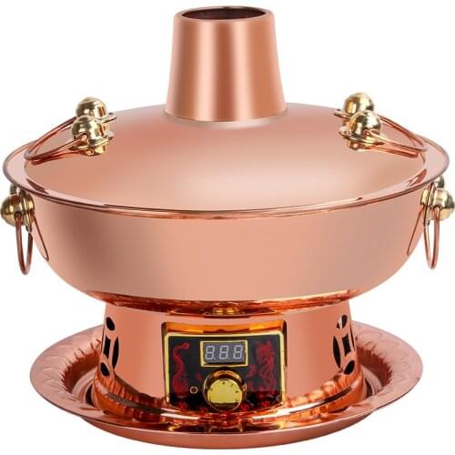 Electric Grill Dual-Use Brass Hotpot Thickened Fine Copper Beijing Formula Instant-Boiled Mutton Two-Flavor Hot Pot Cookware Set