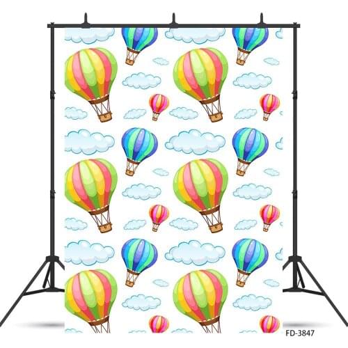 Cartoon Color Hot Air Balloon Photo Background Photophone Birthday Party Photography Backdrop Props Studio Shoot For Baby Shower
