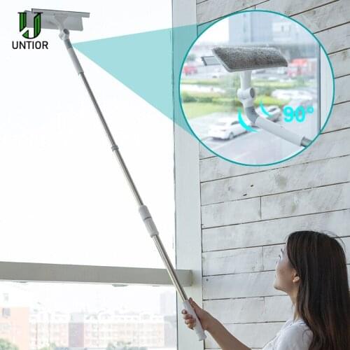 Bendable Window Cleaning Brush Extendable Pole Microfiber Window Scrubber Cleaner Washing Tools 360 Rotatable Cleaning Squeegee
