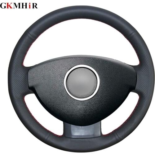 GKMHiR Steering Wheel Cover DIY Black Artificial Leather Car Steering Wheel Cover for Renault Duster Dacia Duster 2011-2015