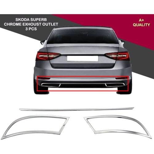 For Skoda Superb Chrome Exhaust Outlet 3 Pieces Set 2015-2019 ISO9001 / 2008 A + Quality Automotive Accessory Modified Design